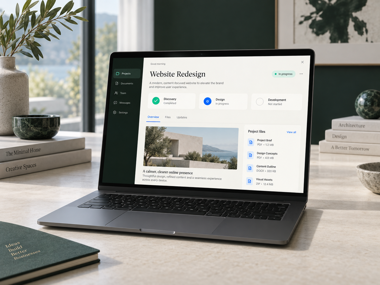 Concept illustration of a custom client portal displayed on a laptop.